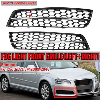 

New 2x Car Honeycomb Front Bumper Fog Light Cover Honeycomb Grille Cover Grill For AUDI A3 8P 2009-2013 8P0807682J 8P0807681AA