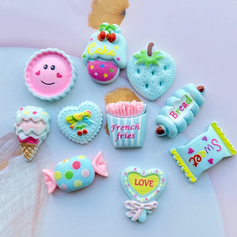 10/20 pcs New resin Mixed Mini cartoon ice-cream cake flat back Cabochon Scrapbook Kawaii DIY Embellishments Accessories F30