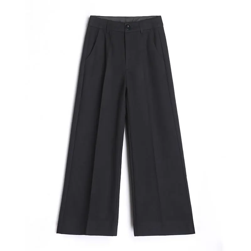 black WLD3035 XITAO Высокая талия свободные широкие брюки женские модные новые осенние Элегантные карманные плиссированные прямые; Длина до лодыжки брюки WLD3035 - Цвет: black WLD3035
