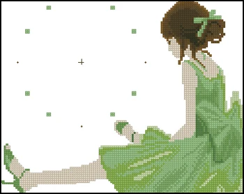 

Cross Stitch Set Chinese Cross-stitch Kit Embroidery Needlework Craft Packages Cotton Fabric Floss New Designs Clock KS green