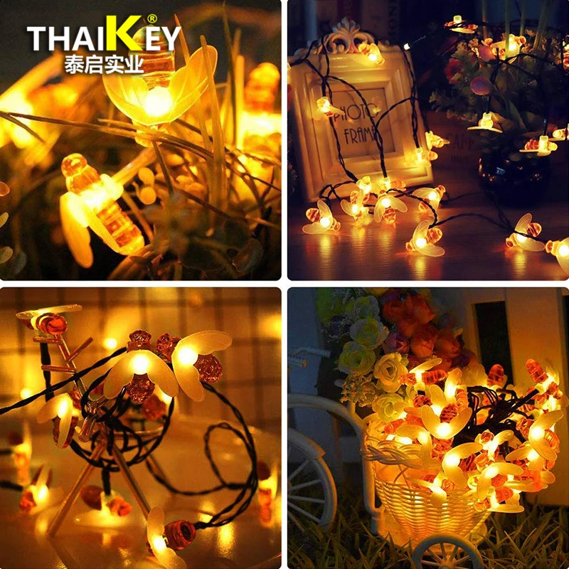 

OUTDOOR DECORATIVE LED Solar Bee Lighting 5M/6.5M/11M Outdoor Waterproof Decoration Lights 20LEDs 30LEDs STRING BEE LAMPS