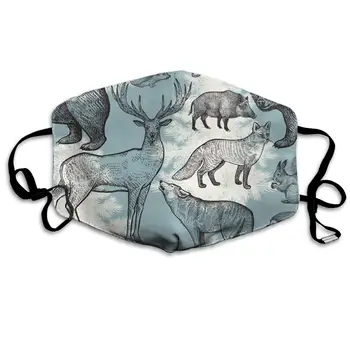 

Forest Animals And Trees Washable Reusable Mask, Cotton Anti Dust Half Face Mouth Mask For Kids Teens Men Women With