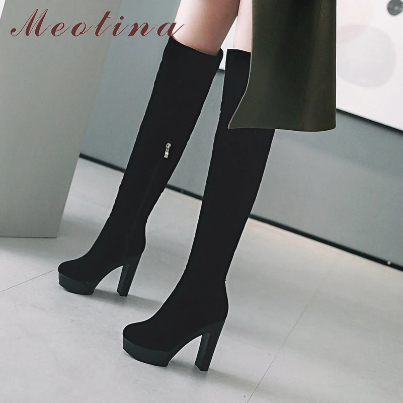 knee high boots thick heel