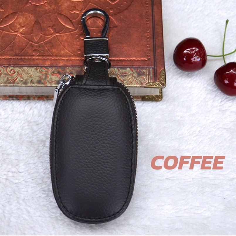Coffee Универсальный модный брелок для ключей из натуральной воловьей кожи с дистанционным управлением - Название цвета: Coffee