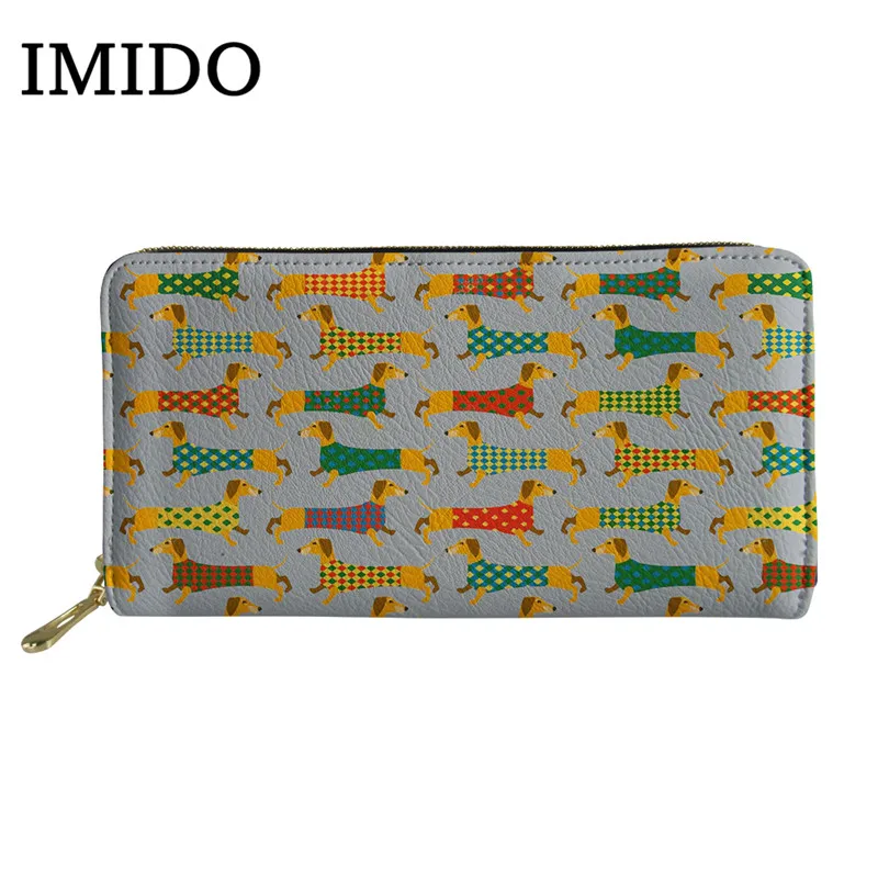 IMIDO, винтажная серия, цветок, животное, колбаса, собака, Милый принт с оленем, кошелек для денег, женский клатч, Женский Длинный кошелек на молнии - Цвет: as picture