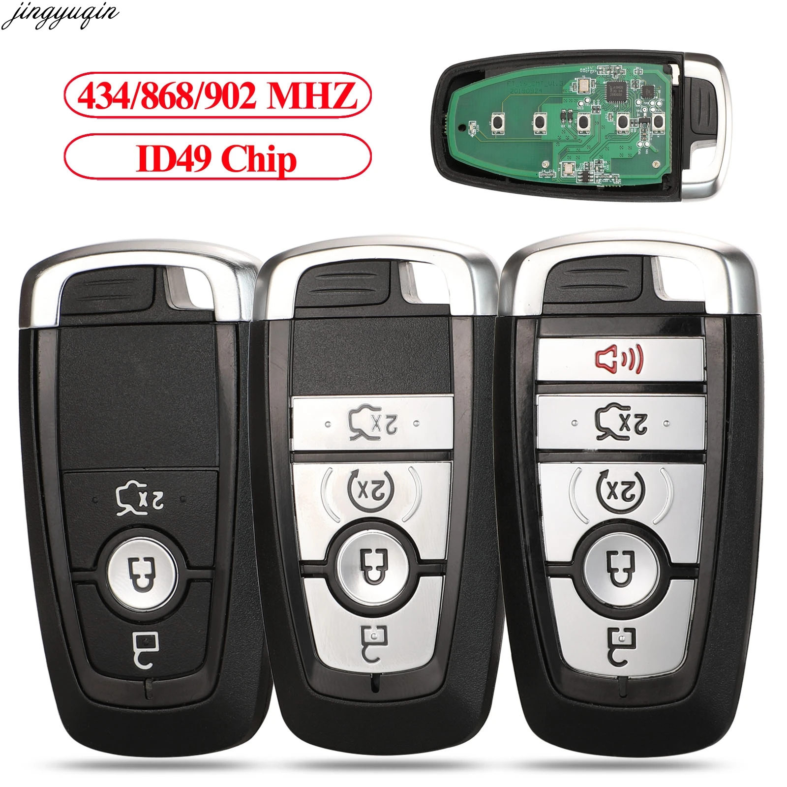 Jingyuqin Remote Smart Car Key 434/868/902MHz ID49 For Ford Mondeo Mustang Fusion F-250 F-350 F-450 F-550 2017 M3N-A2C93142600