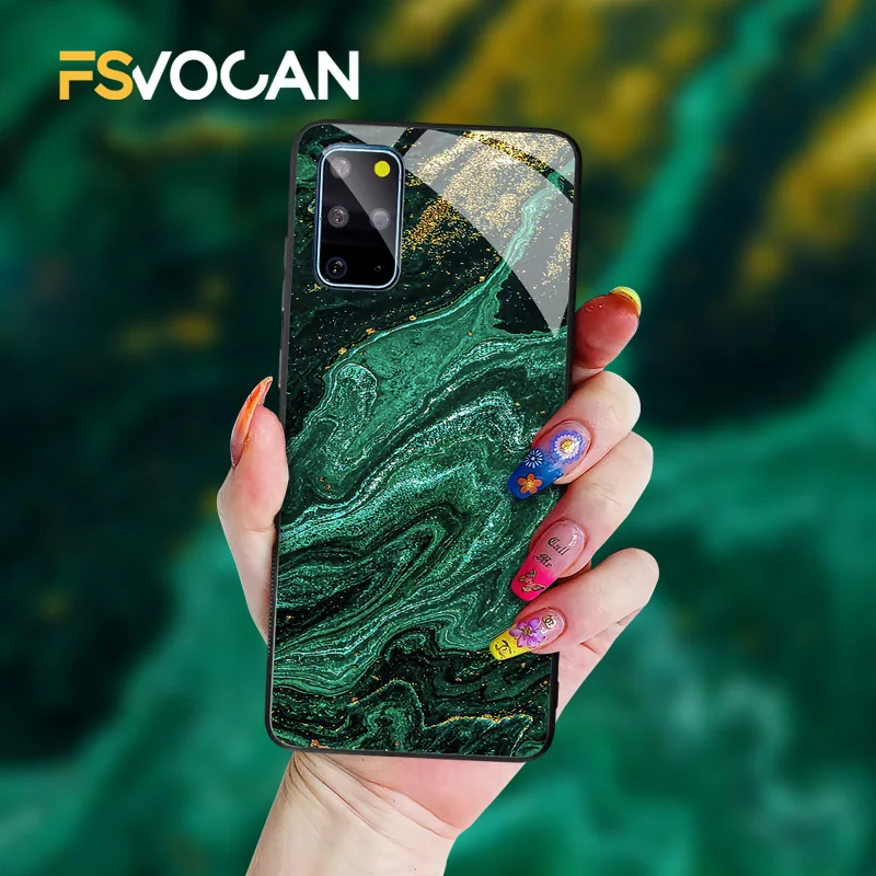 Изумрудно-зеленый нефритовый чехол для телефона с рисунком камня Samsung S21 S20 FE Plus A71