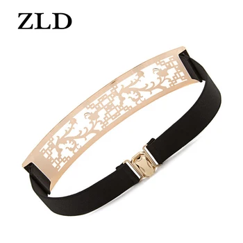 

ZLD Gold Metallic Elastic Mirror Gold Metal Elastic Belt Metallic Gloss Plate Broadband Women's Accessories 6CM wide decoration