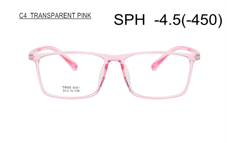 Близорукость очки SPH-0,5-1-1,5-2,0-2,5-3,0-3,5-4,0-4,5-5-5,5-6 Для женщин Для мужчин TR90 рамка большой Размеры по рецепту - Цвет оправы: C4 (-4.5)