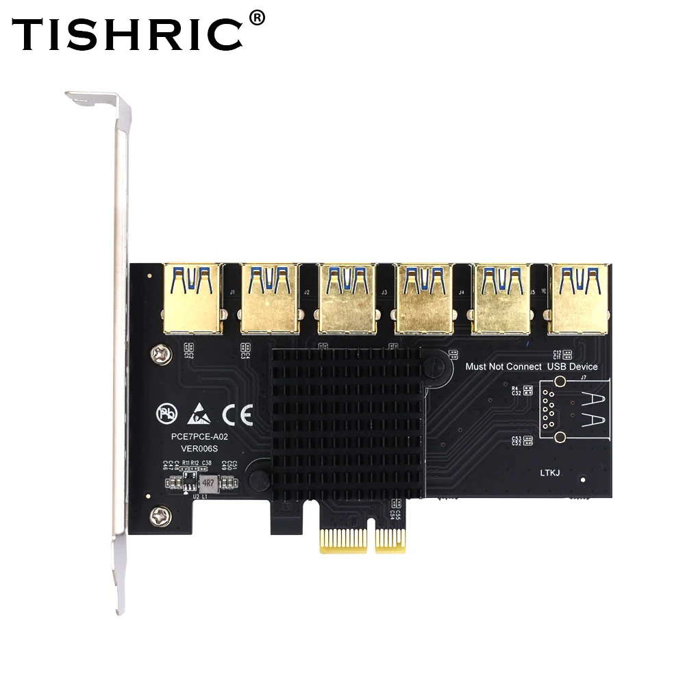 Райзер TISHRIC PCI Express с усилением PCI-E от 1 до 4 PCIE USB 3 0 концентратор 1x 16x для адаптера