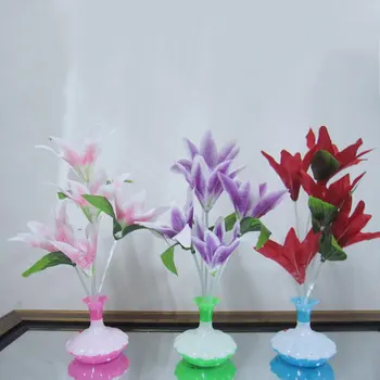 

LED Optical Fiber Lamp Flower Lily Vase Night Light Decoration Colorful
