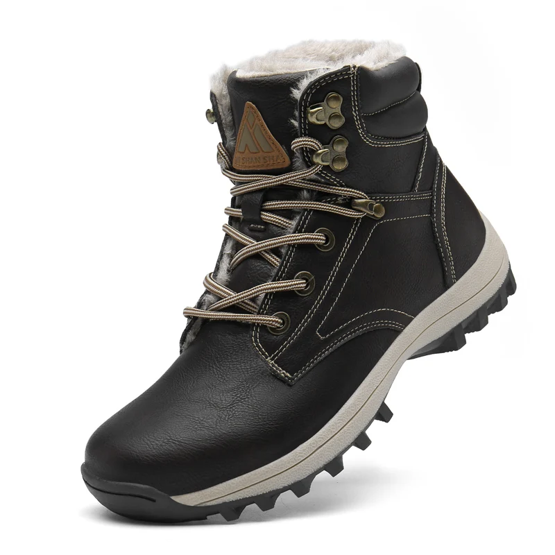 Зимняя мужская обувь; Зимние ботильоны; мужские уличные военные ботинки; теплые кроссовки; армейские ботинки; нескользящая хлопковая обувь на плоской подошве; botas hombre - Цвет: Коричневый