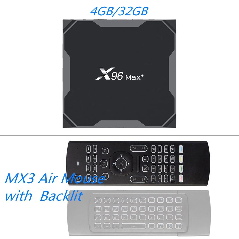 MAAT Amlogic S905X3 Смарт Android 9,0 ТВ коробка X96Max+ 4 Гб оперативной памяти, 32 Гб встроенной памяти, 4 ядра 8K двухъядерный процессор Wi-Fi Youtube H.265 HDR Декодер каналов кабельного телевидения X96 Max Plus - Цвет: 4GB 32GB MX3 Backlit
