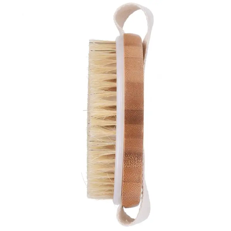 Soft Natural Bristle SPA Brush Wooden Bath Shower Hot Dry Skin Body Brush Without Handle LX8369