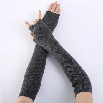 

women's cashmere Womens gloves half-finger arm cover solid color fine wool soft fashion warm exposed finger gloves