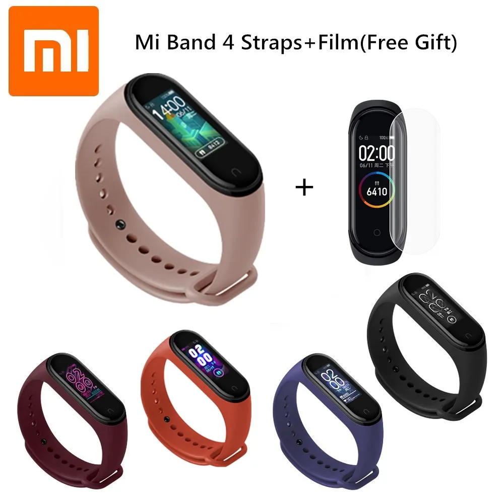 

Original Xiaomi Mi Band 4 Silicone Replacement Wrist Band For Xiami Mi Band4 Miband4 Watchband Xiaomi Watch Band 4 Strap + Film