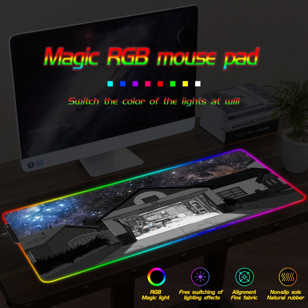 

FFFAS Anime Rick and Morty Mouse pad American popular animation Large keyboard and mouse pad A good gift for a friend RGB LED