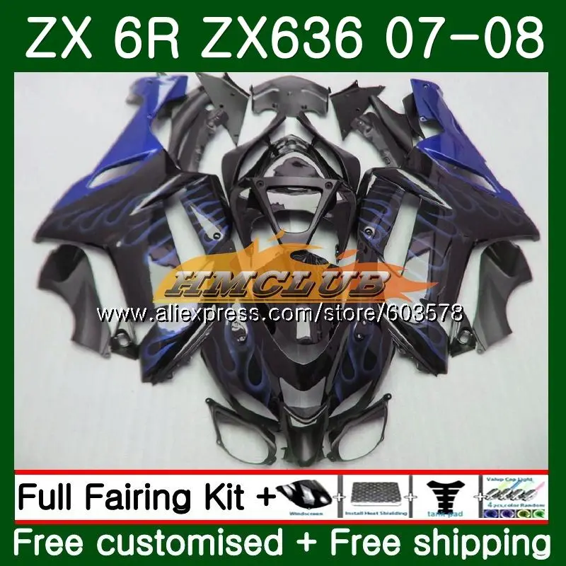 Средства ухода за кожей для KAWASAKI NINJA ZX 6R 6 R 600CC ZX636 2007 2008 32CL. 153 ZX600 ZX-636 ZX-6R 07 08 ZX 636 ZX6R 07 08 синий пламя обтекатель