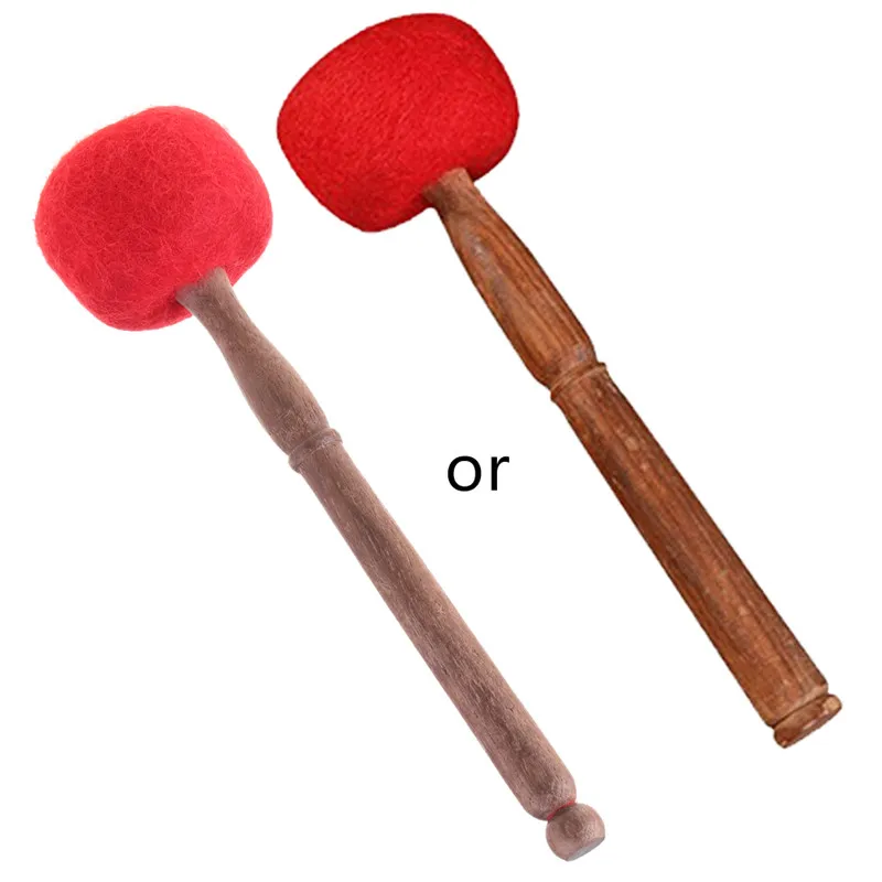 Tibetan Singing Bowl Mallet Meditation Buddhist Handmade Wool Felt Hammer with Wood Handle Red 23cm/28cm