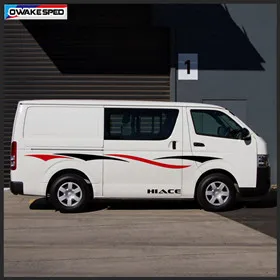 1 set For Toyota Hiace 2004-2015 Bus Racing Sport Stripes DIY Customized Sticker Car Door Body Decor Vinyl Decals (2)_副本