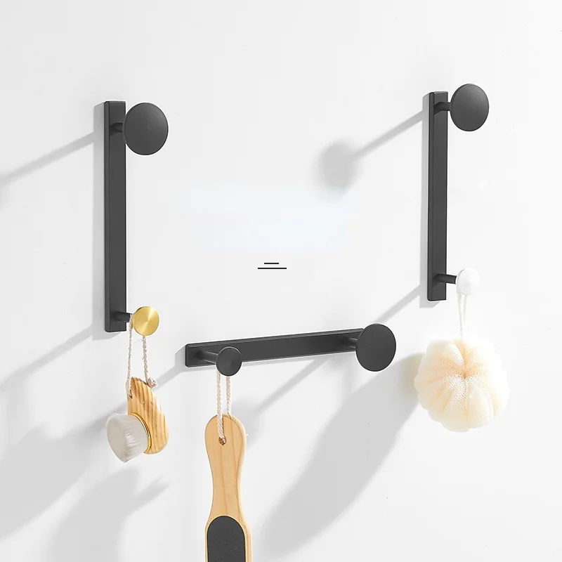 

Nordic Robe Hook Towel Hanger Brushed Black Gold Clothes Hat Hook Row Robe Hook Bathroom Brass Bath Hardware Set Kitchen Hanger