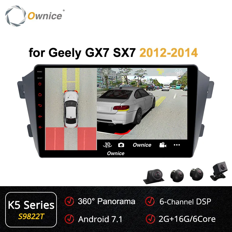 Ownice k3 k5 k6 Восьмиядерный Android 9,0 автомобильный Радио Аудио плеер для Geely GX7 SX7 2012 2013 Автомобильный gps dvd-плеер 4G LTE SPDIF - Цвет: S9822 K5