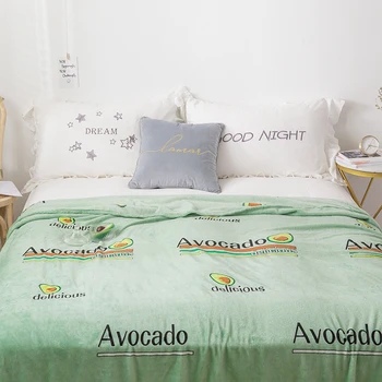 

Avocado green Super Soft Coral Fleece Blanket Light Weight Faux Fur Mink Throw Sofa Cover Bedspread Coverlet Flannel Blankets