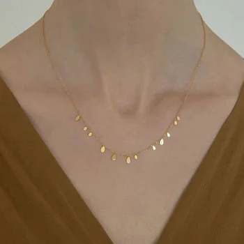 눈물 방울 참 목걸이, 스테인레스 스틸 댕글 링 목걸이, 미니멀리스트 심플한 체인 목걸이