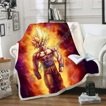 

Anime Dragon Ball 3D Printed Sherpa Blanket Couch Quilt Cover Travel Bedding Outlet Velvet Plush Fleece Blanket Bedspread style2