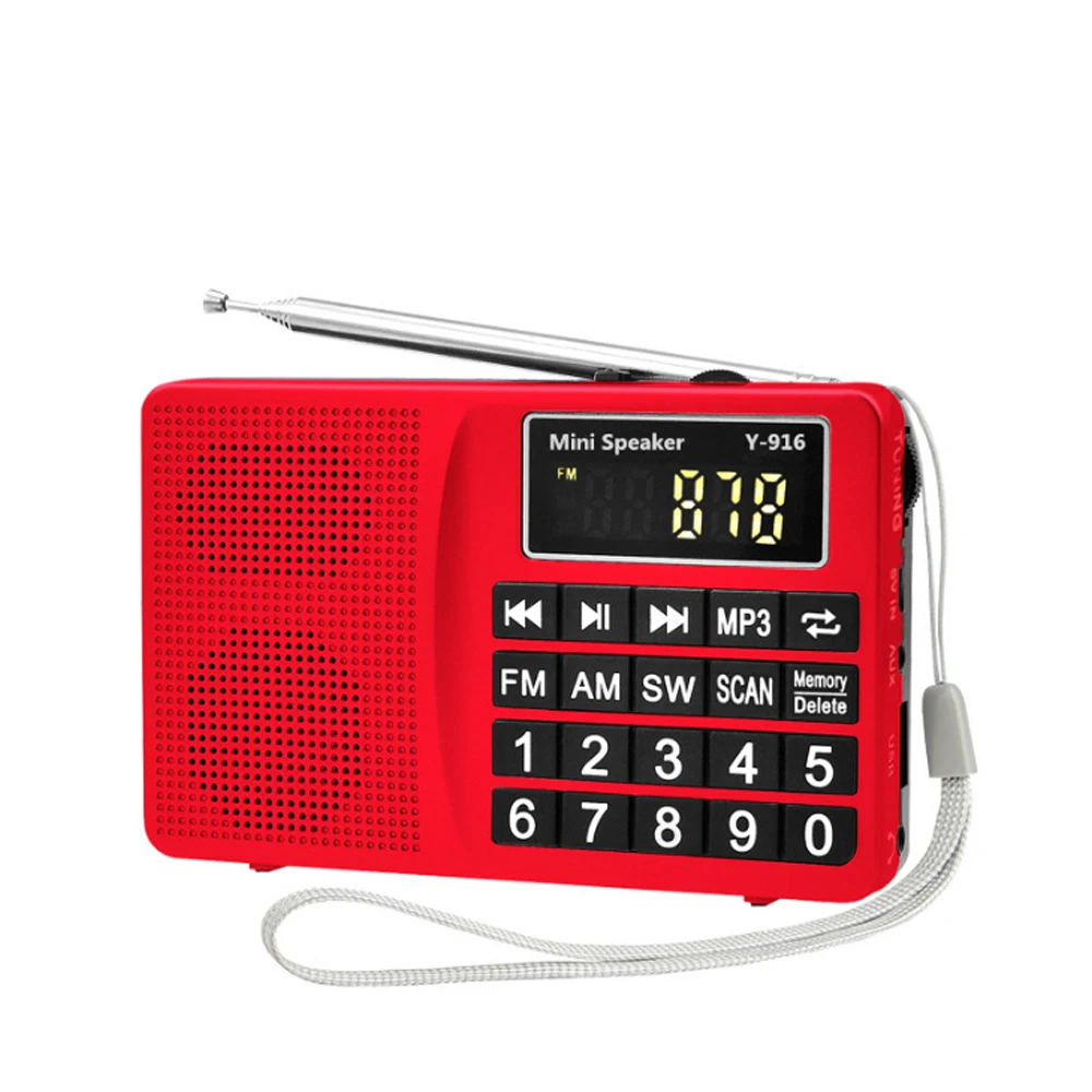 L-258 радио ресивер FM-AM SW переносное цифровое радио Поддержка u-диска/TF карты/AUX MP3 воспроизведение басов стерео радио usb зарядка - Цвет: Red