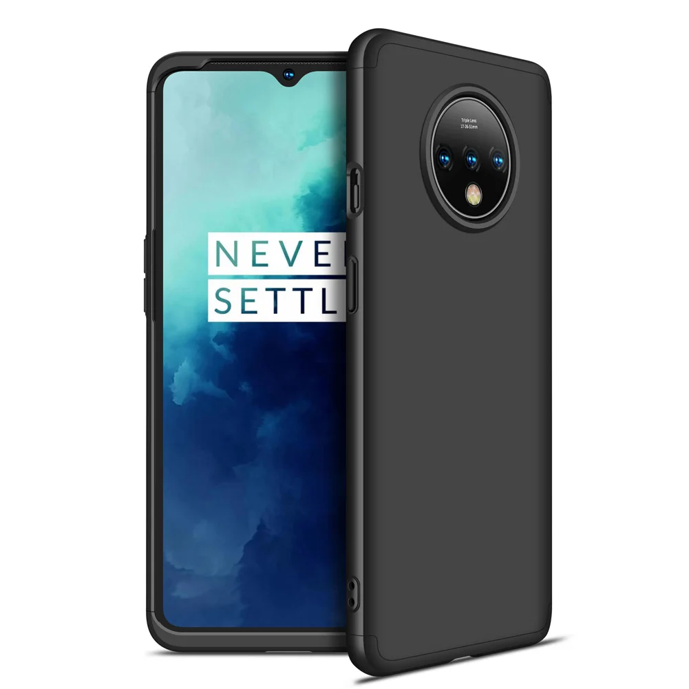 Противоударный чехол для Oneplus 7T 7 Pro 6T 6 5T 5 чехол для One Plus 7T Pro 7 360 градусов полный защитный жесткий матовый чехол из поликарбоната - Цвет: Черный