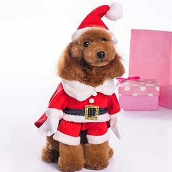 

Dog Cat Christmas Costume Xmas Funny Santa Claus Pet Cosplay Costumes Suit With A Cap Dog Clothes Set Pet Christmas Decorations