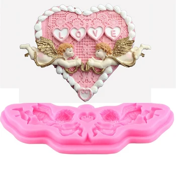 

Silicone Mold Three-dimensional Double Symmetry Angel Designer DIY Fondant Handmade Scented 3D Candle Soap Plaster Epoxy Mold