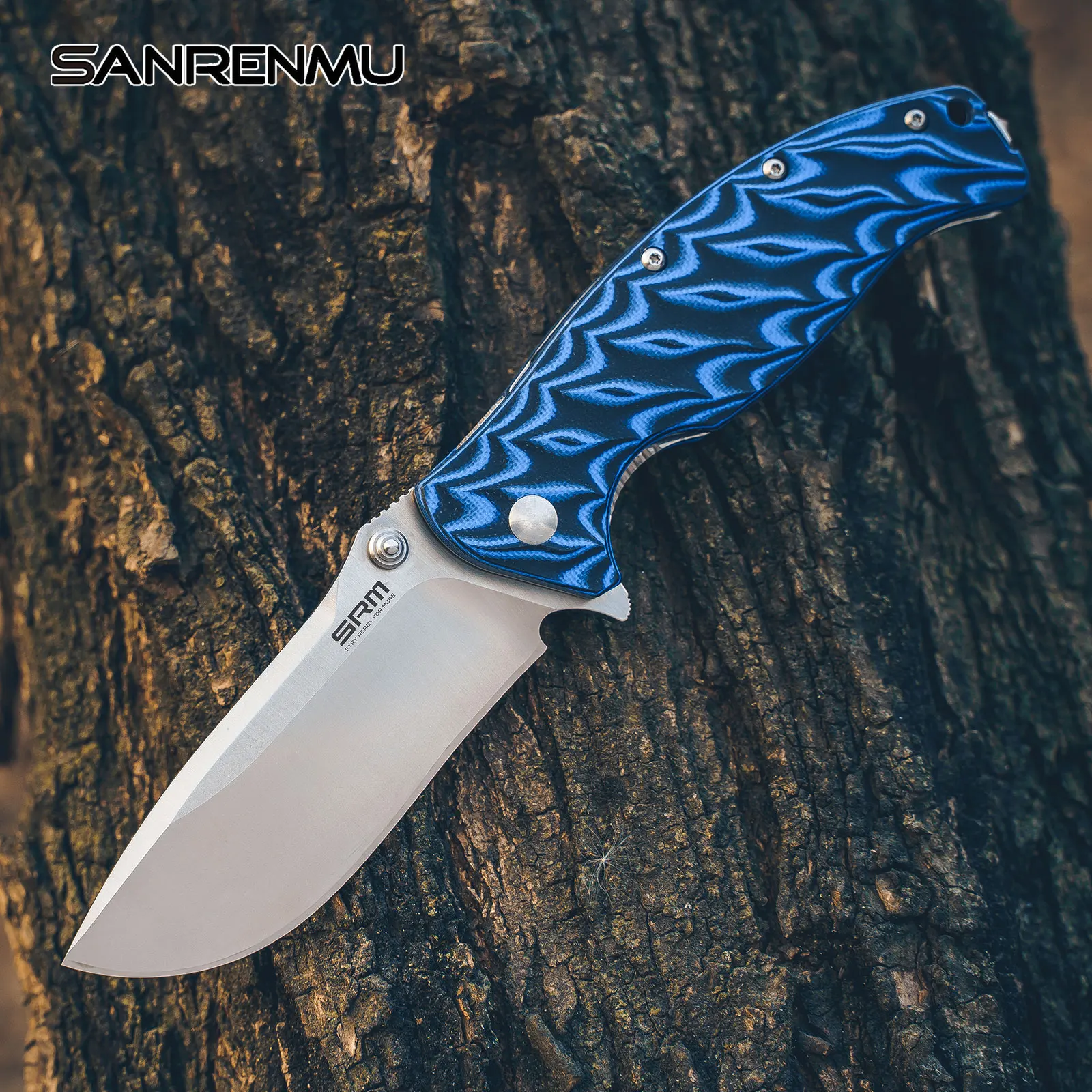 SANRENMU SRM 1005 Pocket Folding Knife 9Cr14 Steel Blade Flipper Ball Bearing Outdoor Camping Survival Rescue Hunting Tool EDC