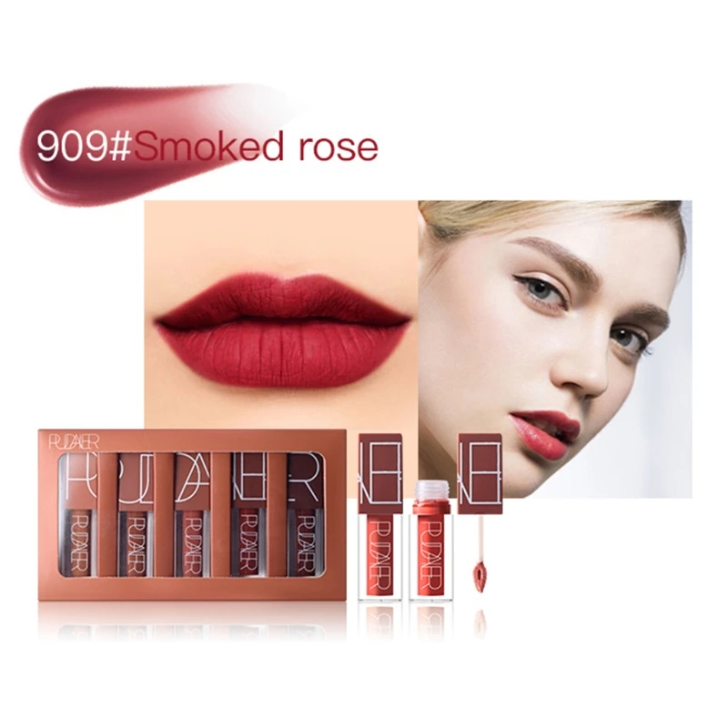 

Pudaier 5Pcs Matte Moisturizing Liquid Lipstick Permanent Waterproof Tint Makeup