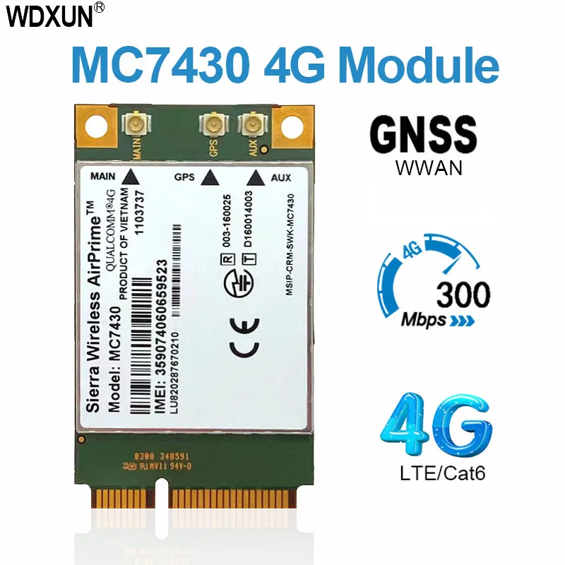 MC7430 4G Module 4g module 4g module card FDD-TDD LTE CAT6 HSPA+ GNSS WWAN Card USB 3.0 MBIM interface PCIe mini 4G Card