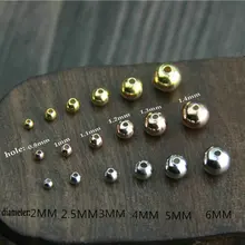 925 пробы серебро 2/3/4/5/6 мм круглые бусины Spacer Бусины для самостоятельного изготовления браслетов Цепочки и ожерелья Изготовление ювелирных изделий и компонент