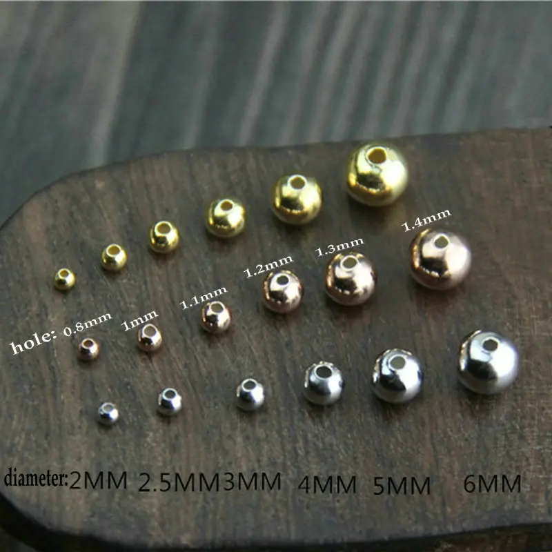 

925 Sterling Silver 2/3/4/5/6MM Round Loose Beads Spacer Beads for DIY Bracelet Necklace Making Jewelry Findings&Component