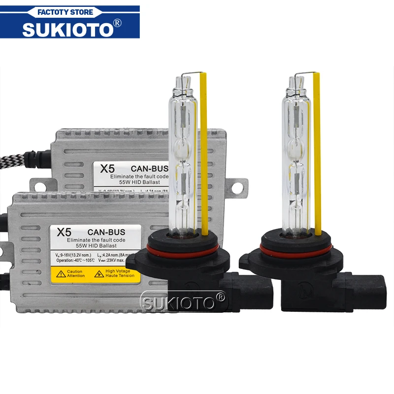 SUKIOTO 55W Xenon HID Canbus Headlight Kit 5500K H7 H1 H9 H11 HB3 HB4 9012 D2H Auto Headlamp Bulb 12V HID Conversion Kit