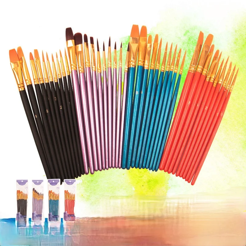Nylon watercolor pen watercolor painting brush oil painting pen set of 10 red rod blue rod pigment row pen watercolor brush arts