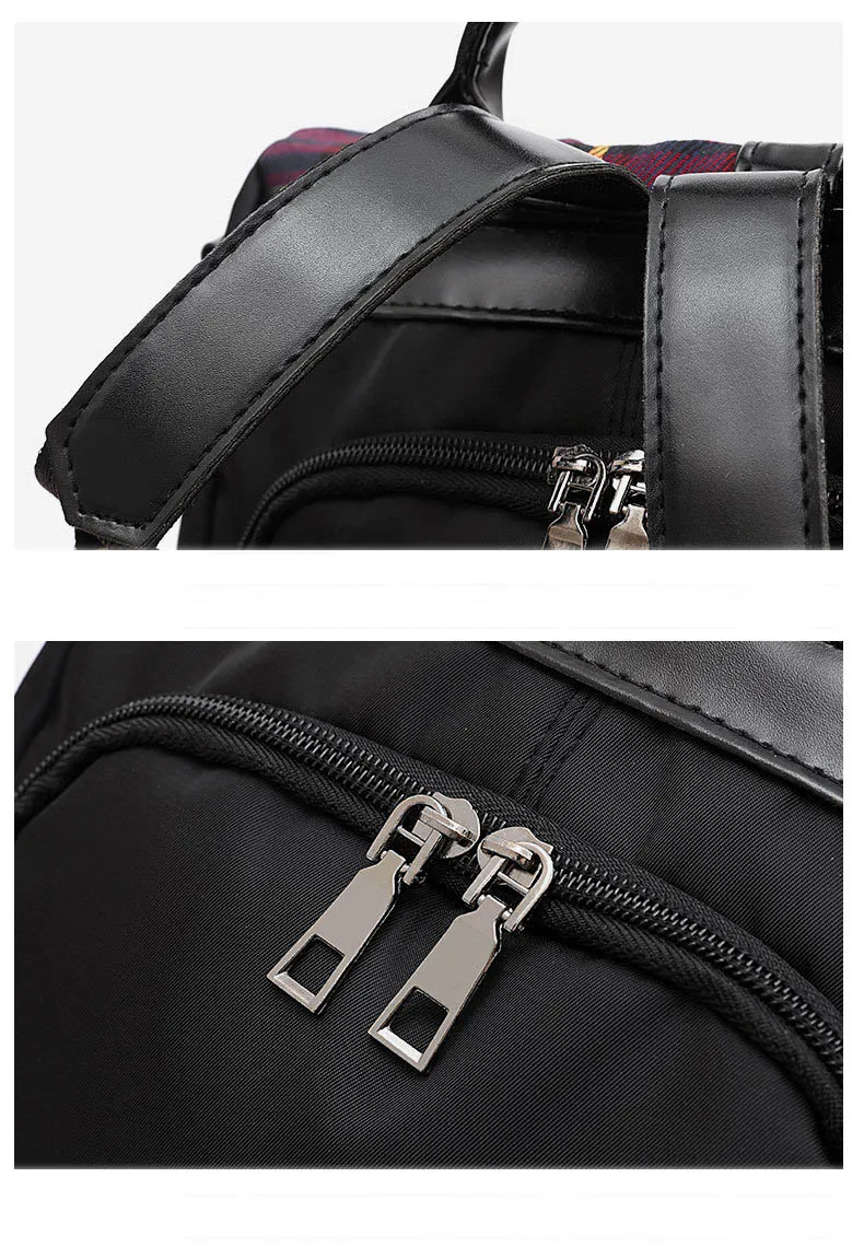 Female Red Plaid Backpack Purse Anti Theft Canvas Casual Backpack for Women 2019 Small Travel Backpack Bag School Girls Rucksack (9)