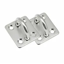 

4X M6 304 Stainless Steel Oblong Pad Eye Plate Marine Hardware Staple Hooks Set U-shaped Design Screws Mount Hook