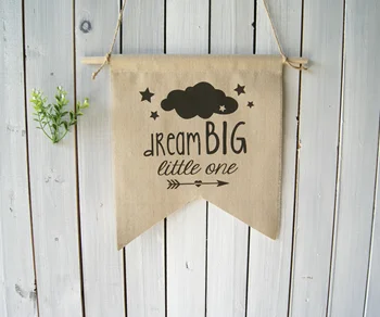 

Wall Decor Nursery Art Wall Hanging Kids Room Linen Flag Rustic Banner Pennant Baby Shower Gift Baby Room Decor Flags Banner