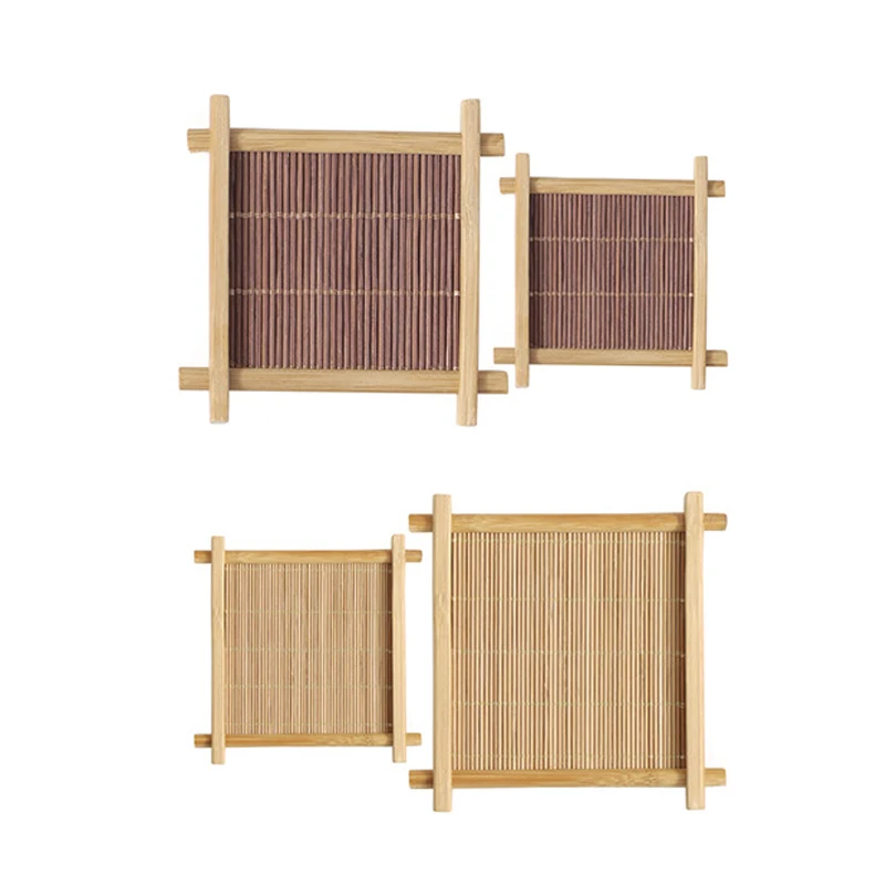 Heat Insulation Saucer Bamboo Tea Coffee Cup Mat Trays Coaster Kitchen Accessories Placemat Cup Holder Dish Pot Pad Square Decor tea cup mat