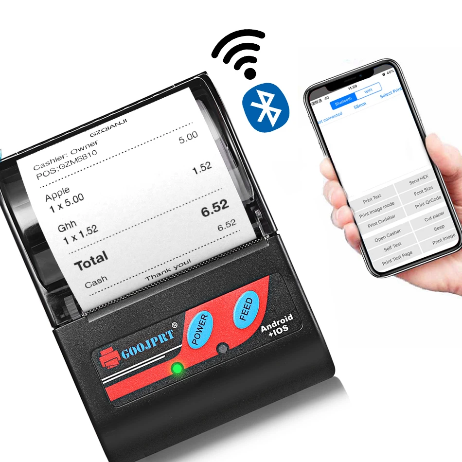 Термопринтер беспроводной телефон usb порт для принтера GZM5810 2 дюйма 58 мм Bluetooth