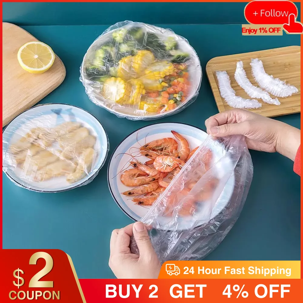 100pcs Disposable Plastic Wrap Fresh-keeping Film Cover Bowl Covers Food-grade Dust-proof Bag Food Fresh Seal Kitchen Accessorie | Дом и сад