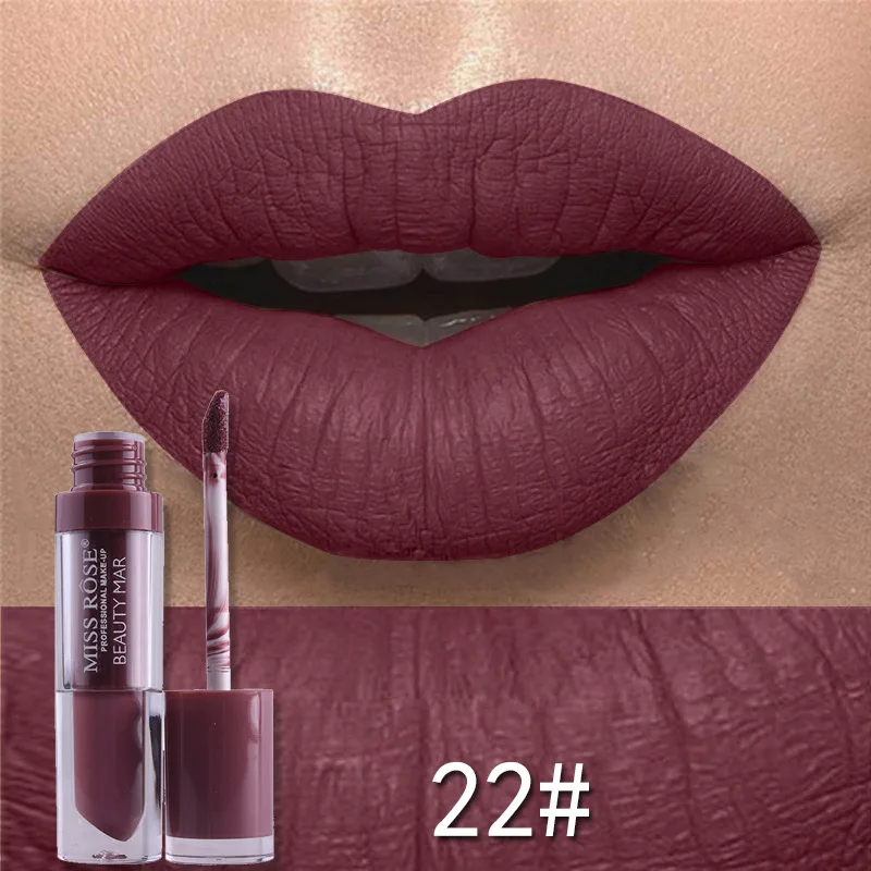 24 Colors Matte Lip Glaze Long-lasting Matte Tint Waterproof Moisturizing Sexy Red Lip Tint Ladies Makeup Woman Cosmetics - Цвет: 22