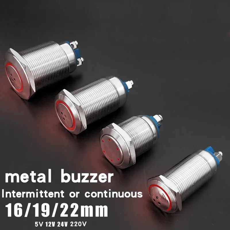 

16mm/19m/22mm LED Buzzer Metal Pulse Band Red LED Intermittent Flashing Continuous sound production Lamp Connection Metal Alarm