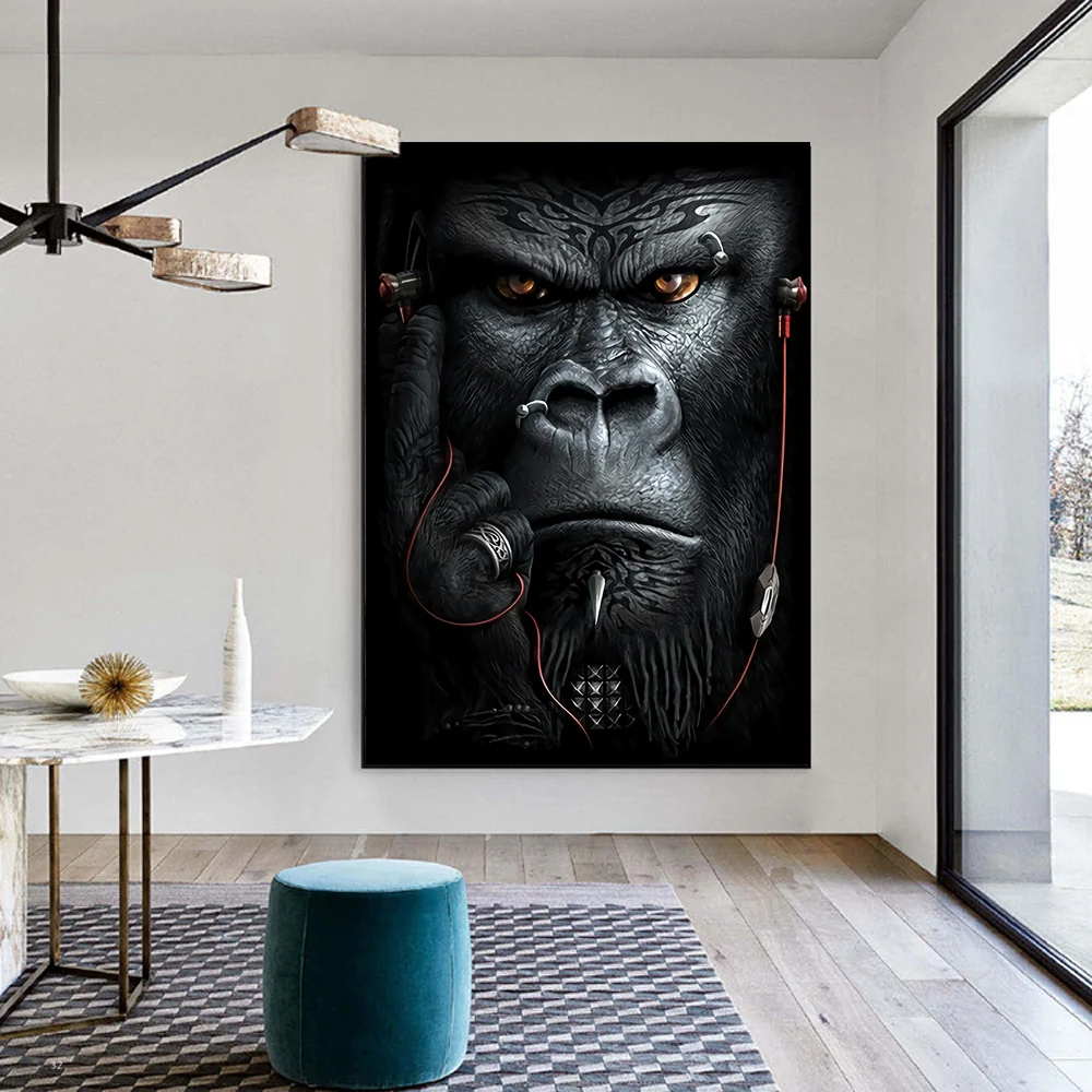 Animal Poster and Print Gorilla Monkey Wall Art Prints Home Office Decor Picture Black and White and Painting for Room Deco Animal Poster and Print Gorilla Monkey Wall Art Prints Home Office Decor Picture Black and White and Painting for Room Deco