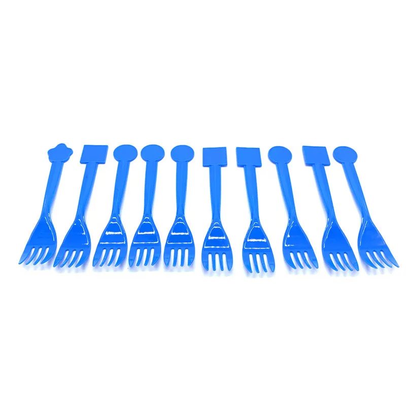 Blue Forks-10pcs Синий Корона принца тематическая вечеринка на день рождения одноразовая посуда наборы; детский душ Бумага баннер салфетка украшения для скатерти комплект - Цвет: Blue Forks-10pcs